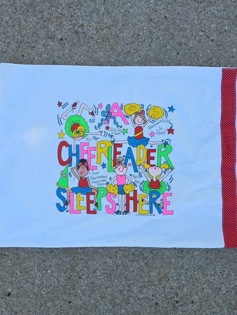 A Cheerleader Sleeps Here Adorable White Decorated Graphic Pillowcase